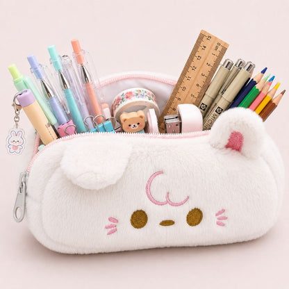 Customised Pencil Pouch with 3D Ears | Birthday Gift for Kids | Plush Faux Fur Pencil Box