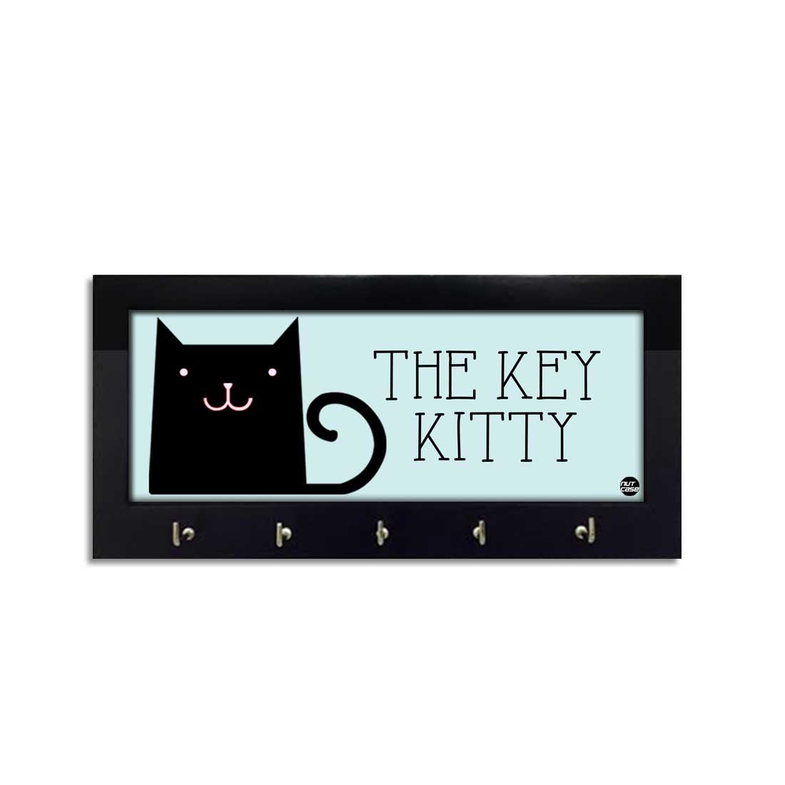 Key Holder Wood Hanger for Wall - Black Cat