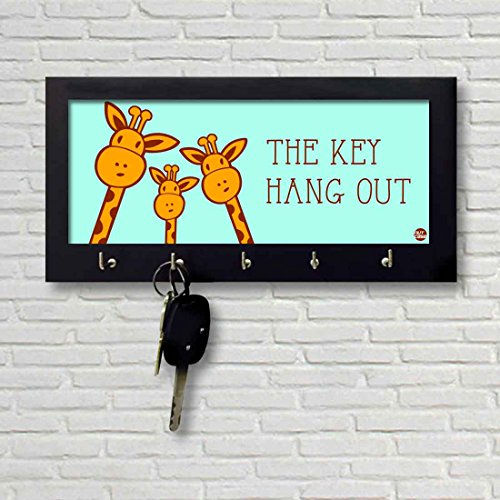 Key Holder Wooden Keys Organizer for Wall - Cute Giraffes