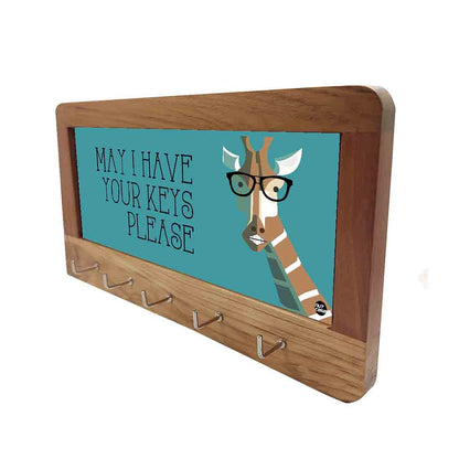 Wood Key Holder for Wall Hanger Keys Organizer - Giraffe