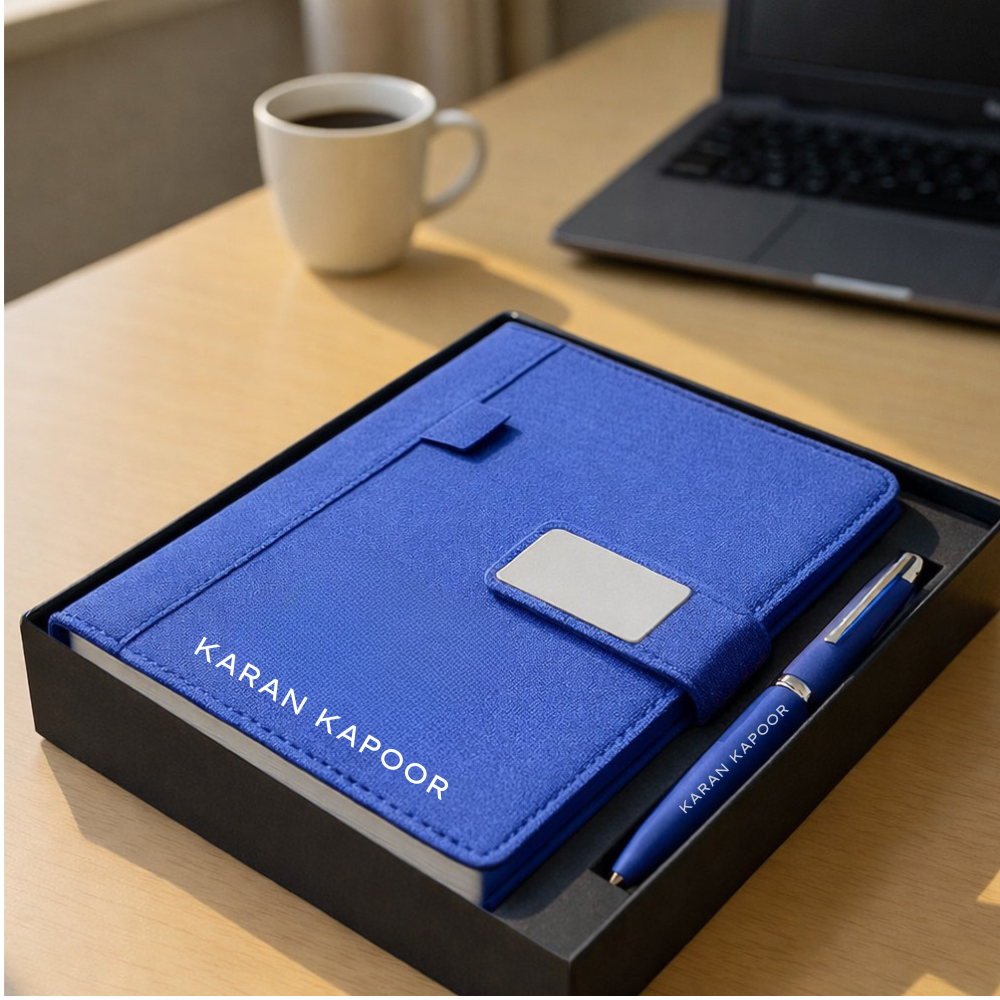 Personalized Diary with Matching Engraved Pen | Customized Leatherette Diary Pen with Name and Premium Black Gift Box