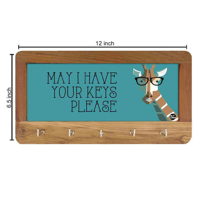 Wood Key Holder for Wall Hanger Keys Organizer - Giraffe