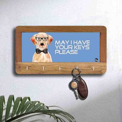 Wooden Key Holder Hanger for Wall - Hipster Lab Dog