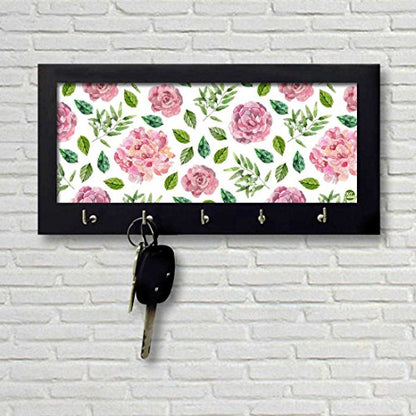 Key Holder Hanger For Wall -  Pink Roses