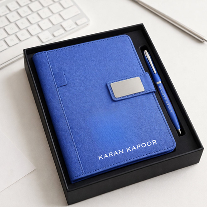 Personalized Diary with Matching Engraved Pen | Customized Leatherette Diary Pen with Name and Premium Black Gift Box