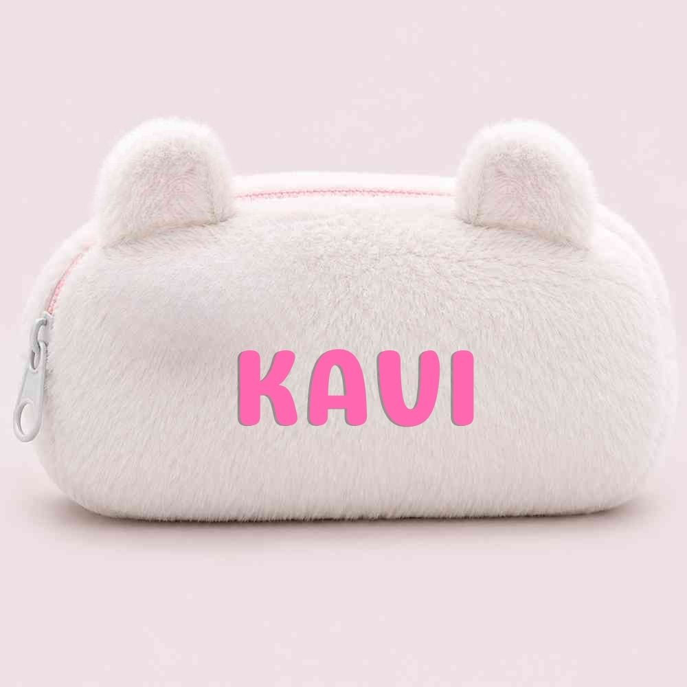 Customised Pencil Pouch with 3D Ears | Birthday Gift for Kids | Plush Faux Fur Pencil Box
