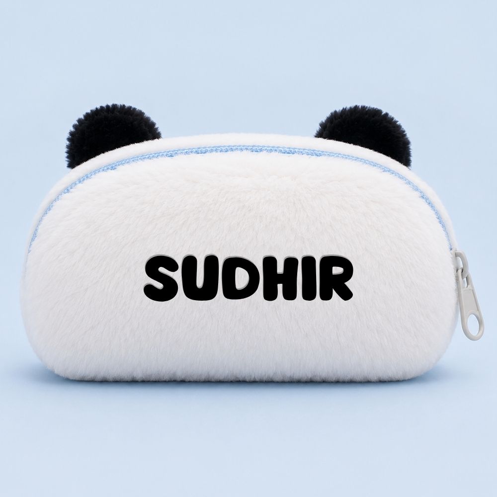 Customised Pencil Pouch with 3D Ears | Birthday Gift for Kids | Plush Faux Fur Pencil Box