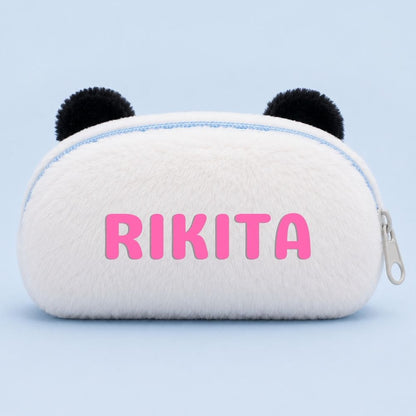 Customised Pencil Pouch with 3D Ears | Birthday Gift for Kids | Plush Faux Fur Pencil Box
