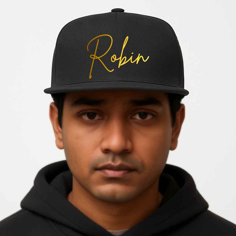 Custom Flat Brim Cap for Men – Rappers Swag Cap in Black