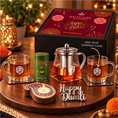 Personalized Kettle with Cups Gift Set With Logo | Green Tea Infuser Pot Set | Diwali Gift Ideas for Employees