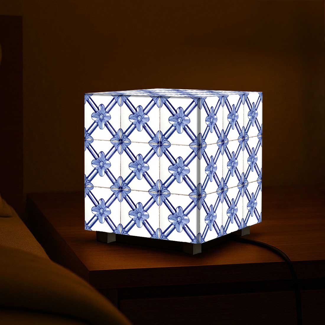 Nutcase Designer Cube Lamp for Home Decor – Moroccan Tile Pattern