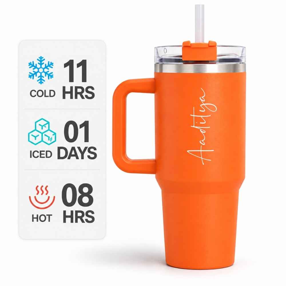 Personalized 1200ml Tumbler Large Insulated Travel Mug-Stainless Steel Vacuum Cups with Handle, Straw Lid
