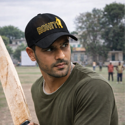 Nutcase Mens Black Cap - Personalized Name on Black Caps - Cricket