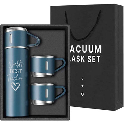 Coffee Flask 500ml Stainless Steel Thermos with 3 Cups-Perfect Teacher Day Gift