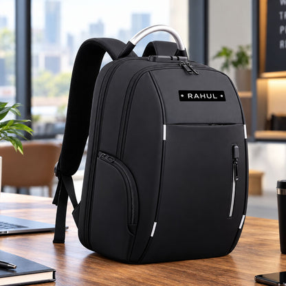 Custom Laptop Bag with Combination Lock Compartment | Personalised Travel Backpack with USB Charging Port & Anti-Theft Design