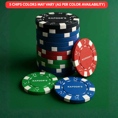 Ceramic Personalized Poker Chips - Premium Poker Coin with Playing Cards Non-Tearable & Waterproof (100/200/300 in 5 Colors-Colors as per availability)