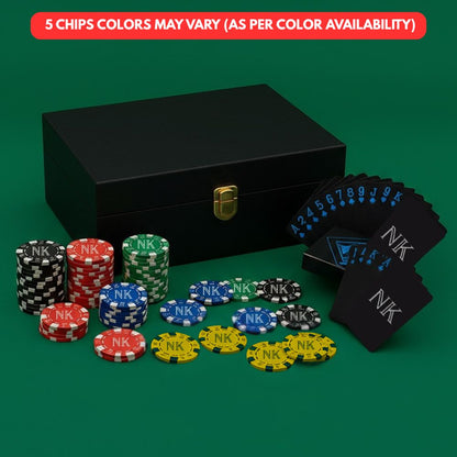 Professional Ceramic Poker - Custom Clay Poker Coin with Playing Cards Non-Tearable & Waterproof (100/200/300 in 5 Colors) - CHIPS COLORS MAY VARY