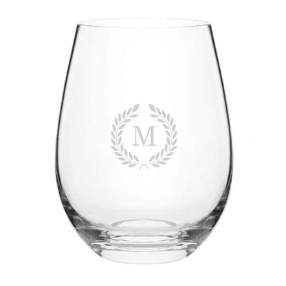 Stemless Wine Glasses Engraved with Monogram Drink Glass - Initial