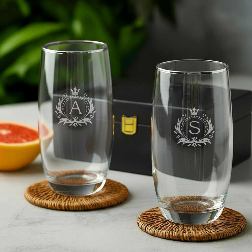 Personalized Cocktail Glasses Tall – Engraved Premium Glass for Water, Juice