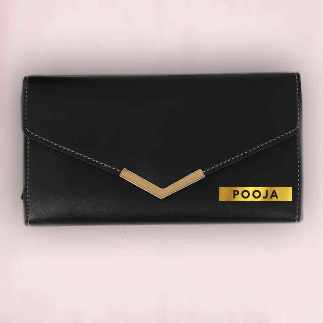 Personalized Ladies Wallet with Name - Faux Leather Clutch Purses for Women