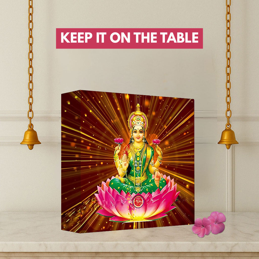 Goddess Laxmi Table Lamp – Divine Light for Home Temple & Spiritual Wall Décor