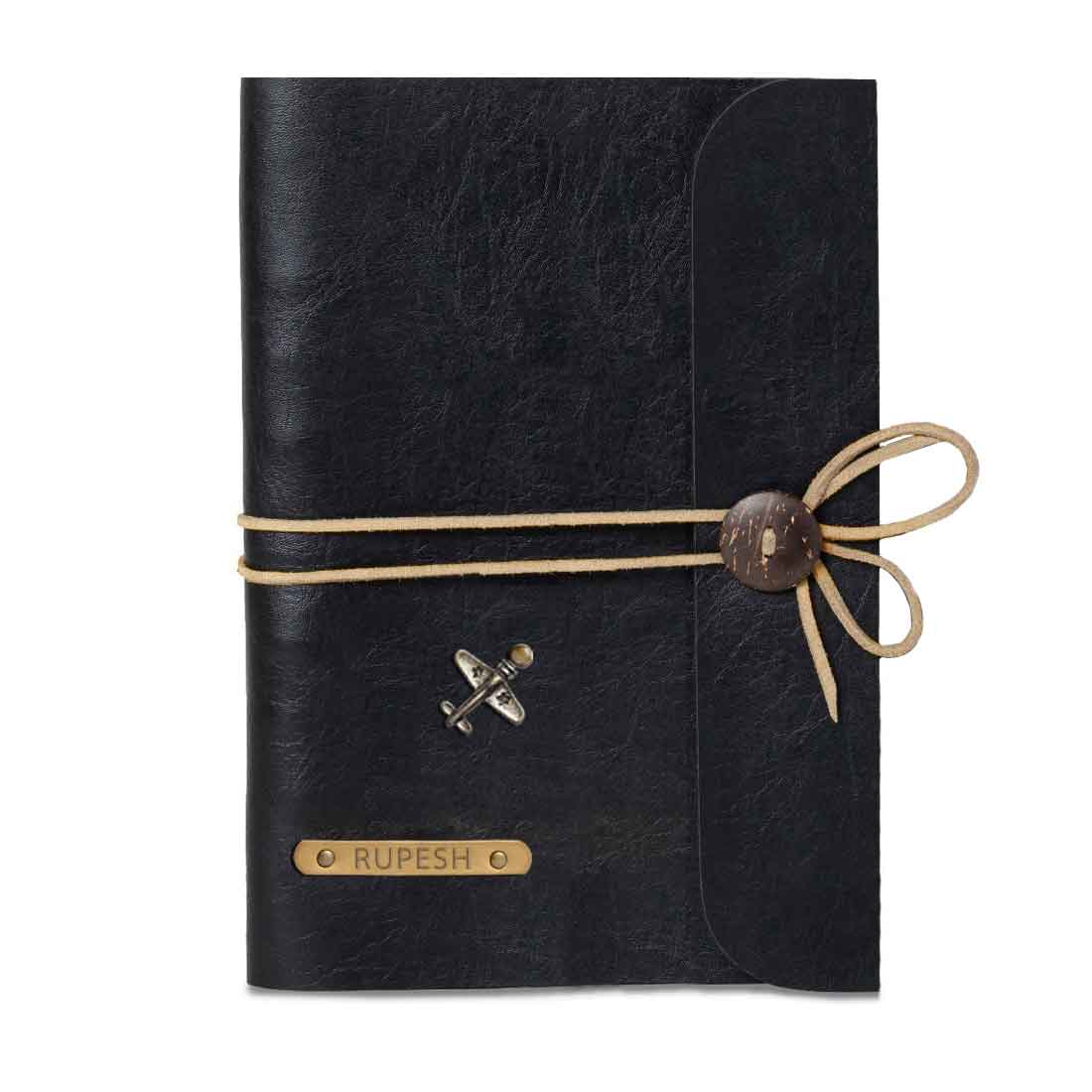 Personalized Diary with Name and Charms - Premium PU Leather Diaries and Black Pen