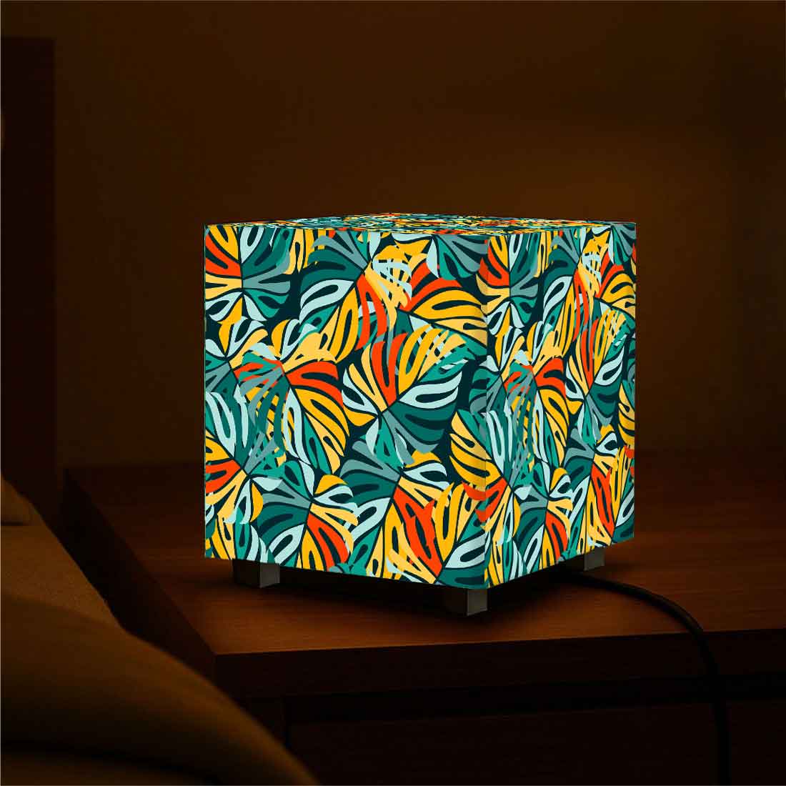 Nutcase Designer LED Lamp for Bedroom– Compact Cube Light for Home - Tropical