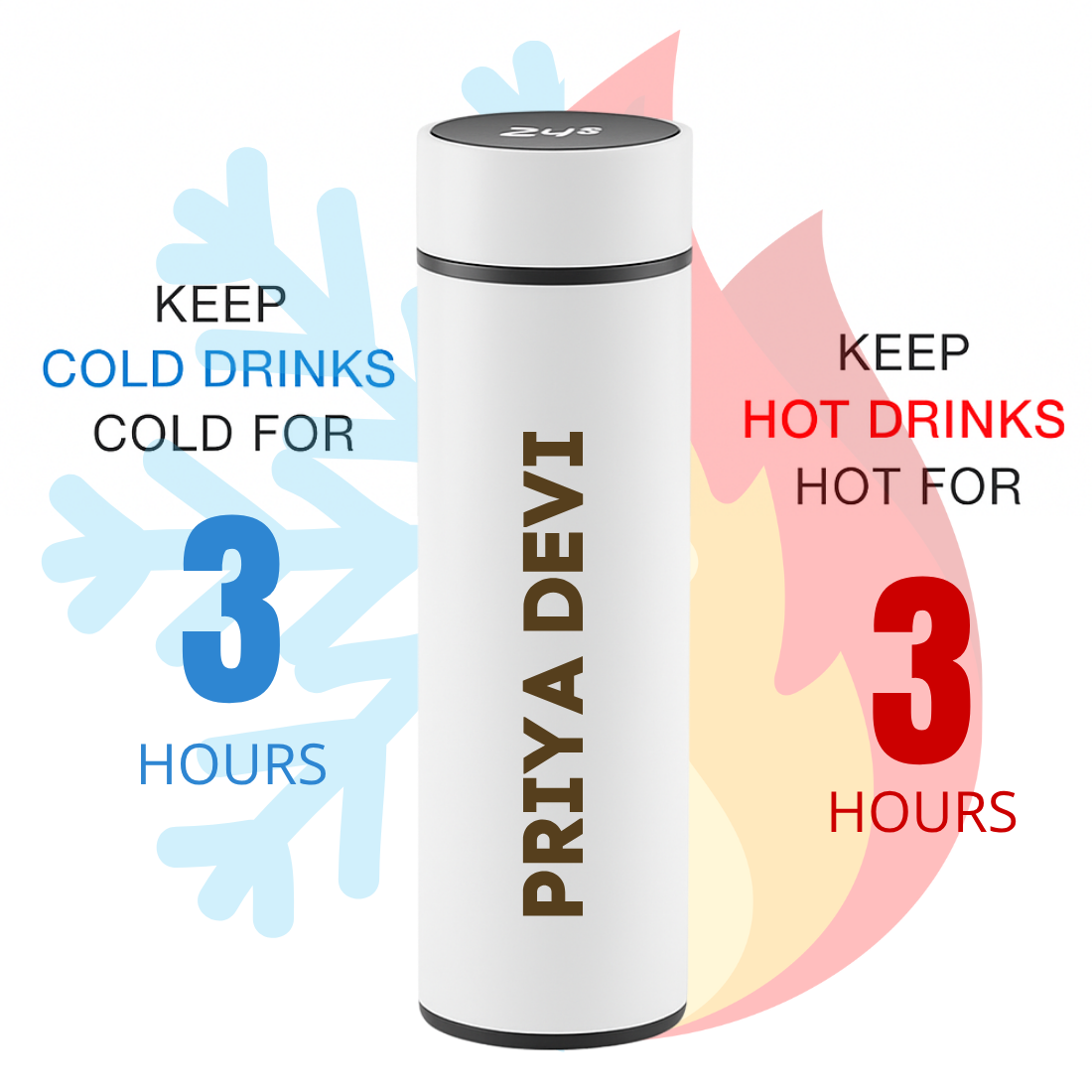 Custom Thermos Flask for Tea Coffee Travel Hot and Cold Drinks With Temperature Display