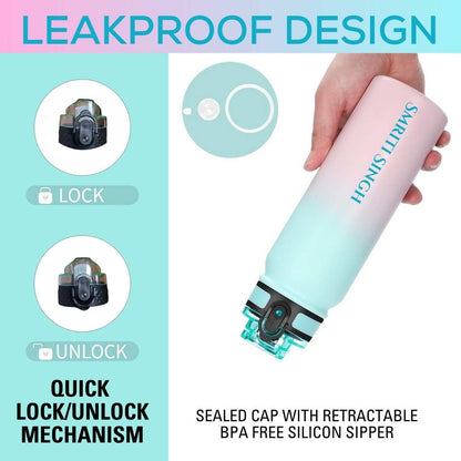 Nutcase Stainless Steel Drink Bottle Personalised with Name - 600ml Premium 304 Sipper Bottle