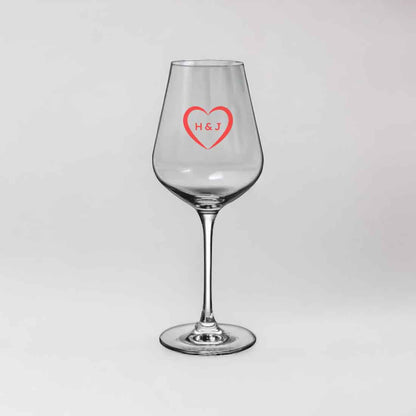 Customisable Wine Glass with Heart and Initial - Premium Edition Wine Glasses