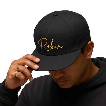 Custom Flat Brim Cap for Men – Rappers Swag Cap in Black