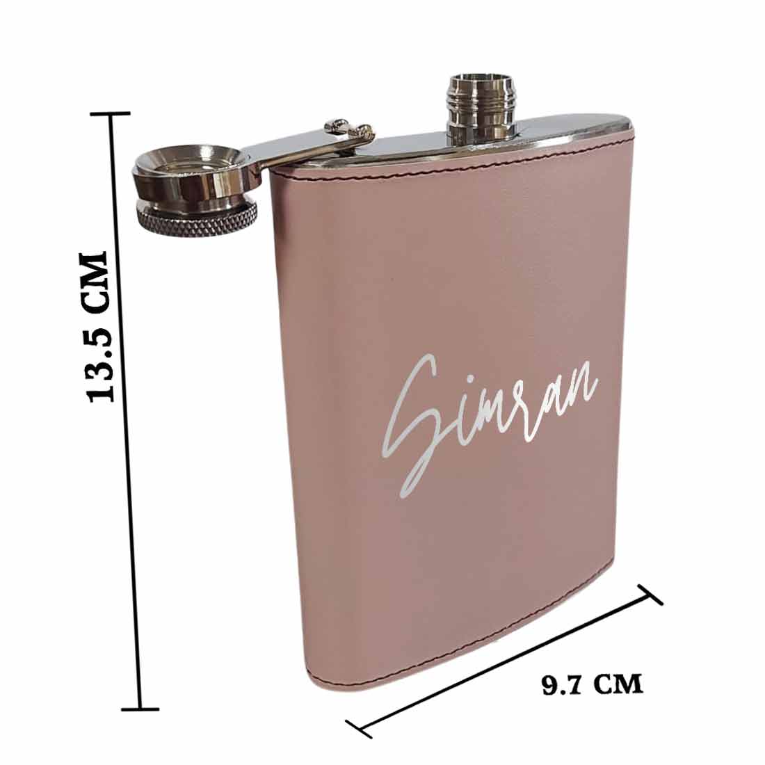 Pink Customized Leather Hip Flask With Name For Women Bridesmaid Bachelorette Party Gifts