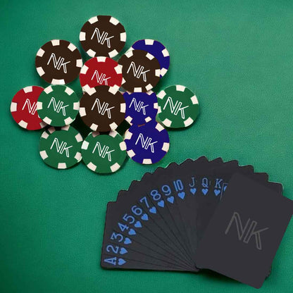 Custom Rummy Playing Cards Non-Tearable Waterproof Card Set-2 and 100/200/300 Chips in 5 Color