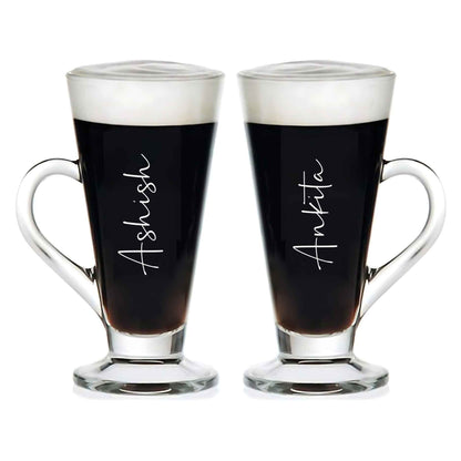 Custom Coffee Mugs Large Colombian Glasses 270 Ml, Tall Cups with Handle for Milkshake, Iced Coffee, Latte, Cappuccino, Hot Chocolate, Set of 2