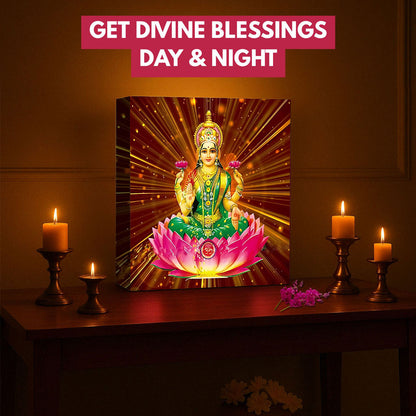 Goddess Laxmi Table Lamp – Divine Light for Home Temple & Spiritual Wall Décor