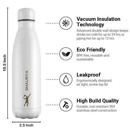 Customized Water Bottles With Name Stainless Steel Hot & Cold Cola Flask - 500ml -Tennis