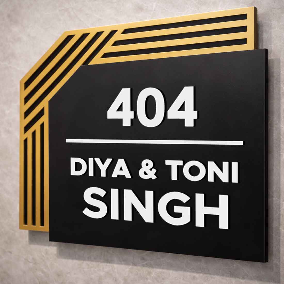 Personalized Name Plate with Golden Design | Premium Acrylic Modern Name Board for Home & Office Entrance