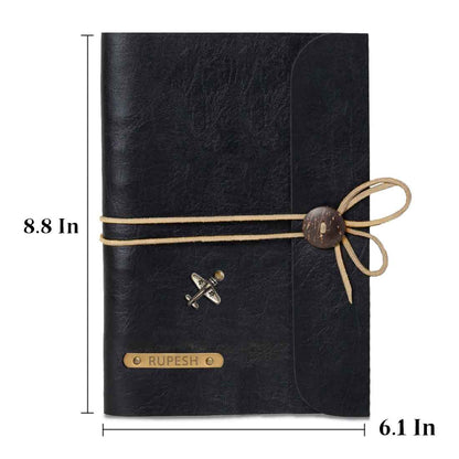 Personalized Diary with Name and Charms - Premium PU Leather Diaries and Black Pen