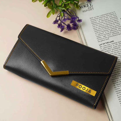 Personalized Ladies Wallet with Name - Faux Leather Clutch Purses for Women