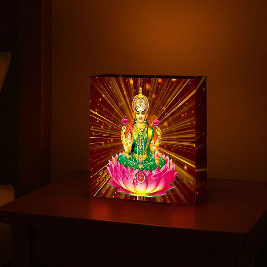 Goddess Laxmi Table Lamp – Divine Light for Home Temple & Spiritual Wall Décor