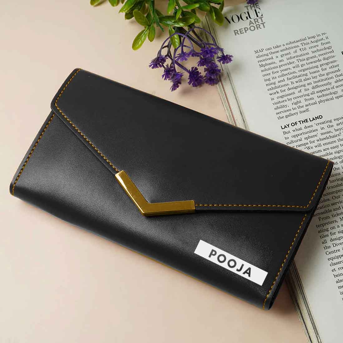 Personalized Ladies Wallet with Name - Faux Leather Clutch Purses for Women