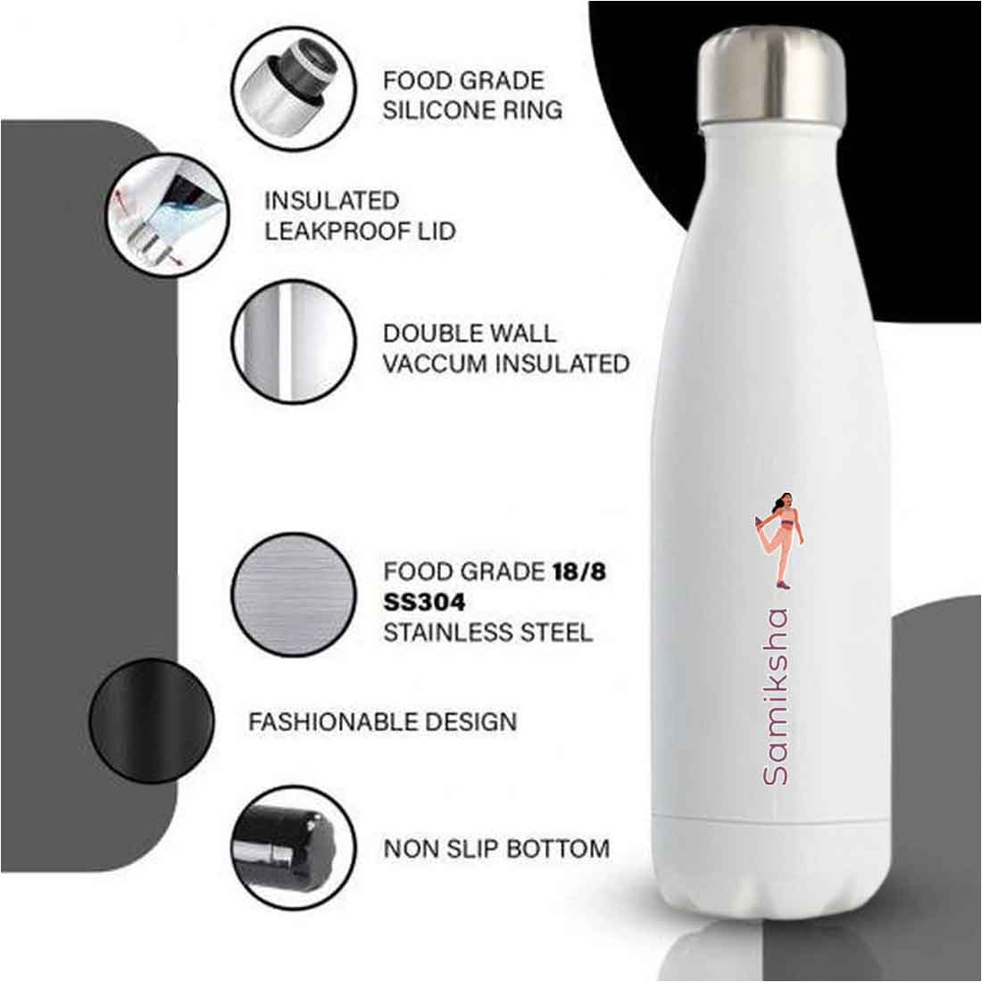 Name Printed Water Bottles - Insulated Stainless Steel Water Bottle