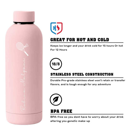 Double Insulated Name Bottle Stainless Steel Water Bottles for Travel Office Gym Home - BPA Free, Leakproof