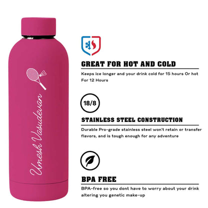 Double Insulated Name Bottle Stainless Steel Water Bottles for Travel Office Gym Home - BPA Free, Leakproof