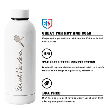 Double Insulated Name Bottle Stainless Steel Water Bottles for Travel Office Gym Home - BPA Free, Leakproof