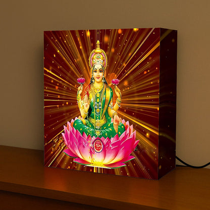 Goddess Laxmi Table Lamp – Divine Light for Home Temple & Spiritual Wall Décor