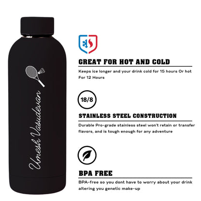 Double Insulated Name Bottle Stainless Steel Water Bottles for Travel Office Gym Home - BPA Free, Leakproof