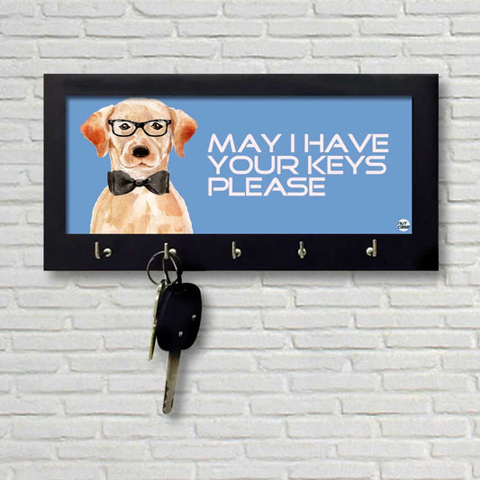 Wooden Key Holder Hanger for Wall - Hipster Lab Dog