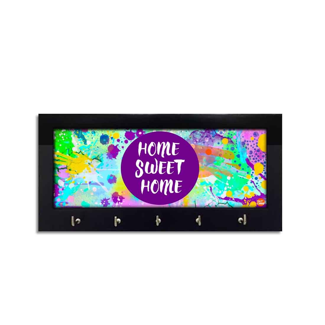 Key Holder Hanger For Wall -  WATERCOLOR HOME SWEET HOME