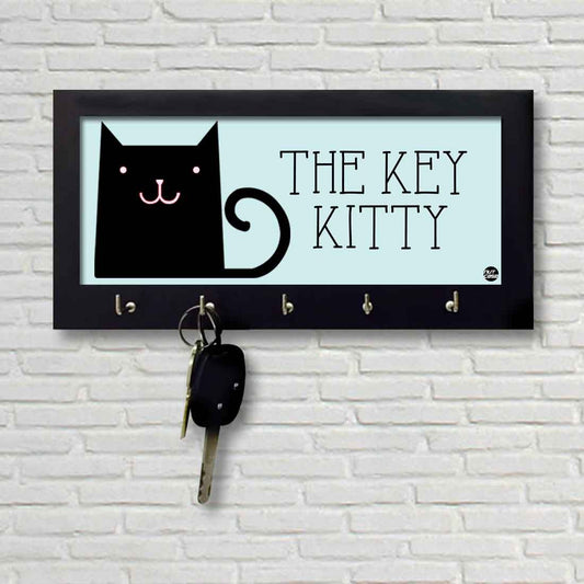 Key Holder Wood Hanger for Wall - Black Cat